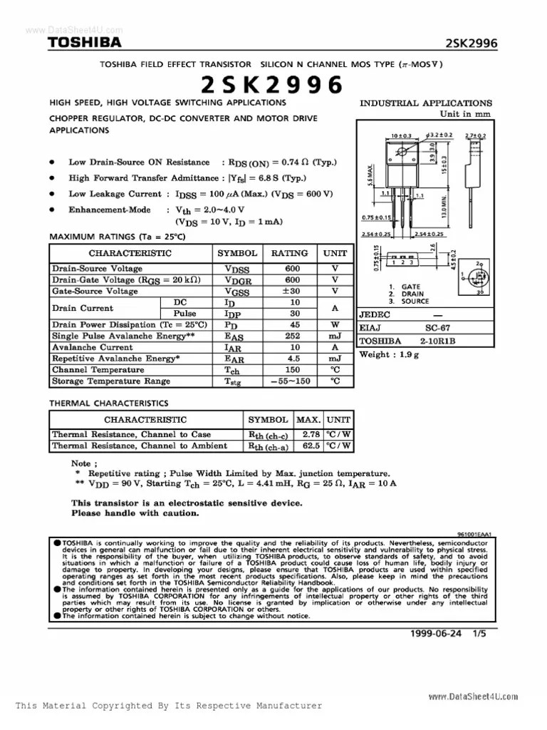 K2996 DATASHEET DOWNLOAD