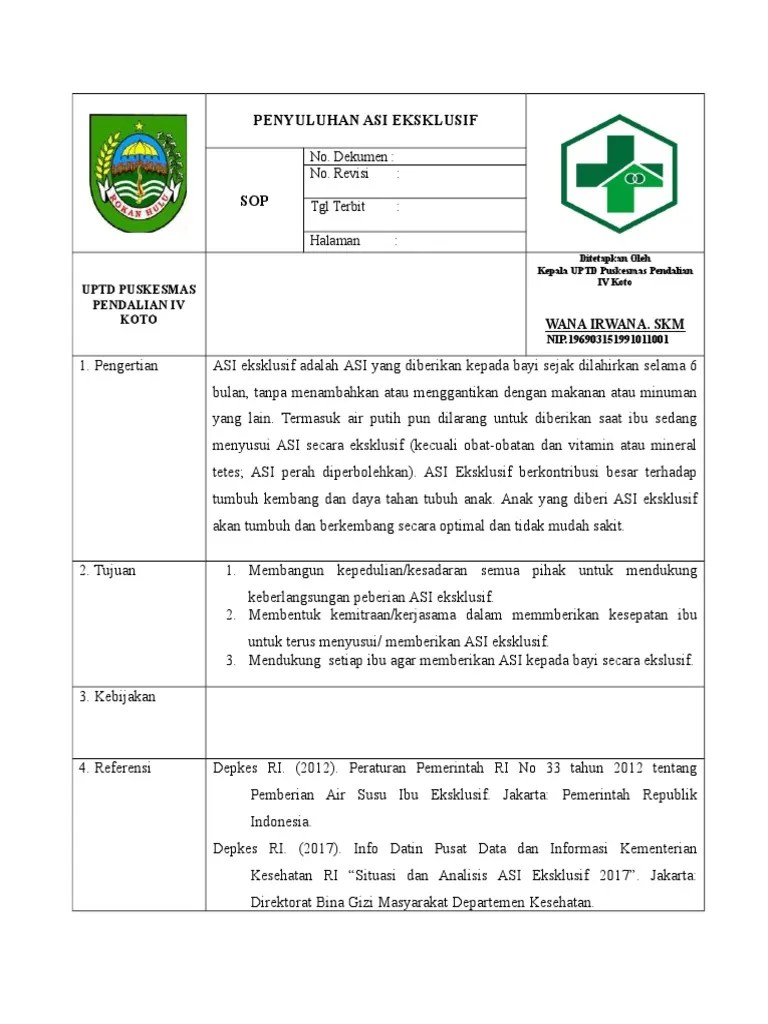 Sop Penyuluhan Asi Eksklusif | PDF