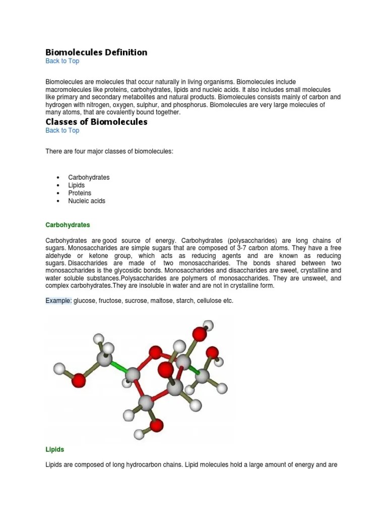 Biomolecules Definition Biomolecules Biomolecular Structure
