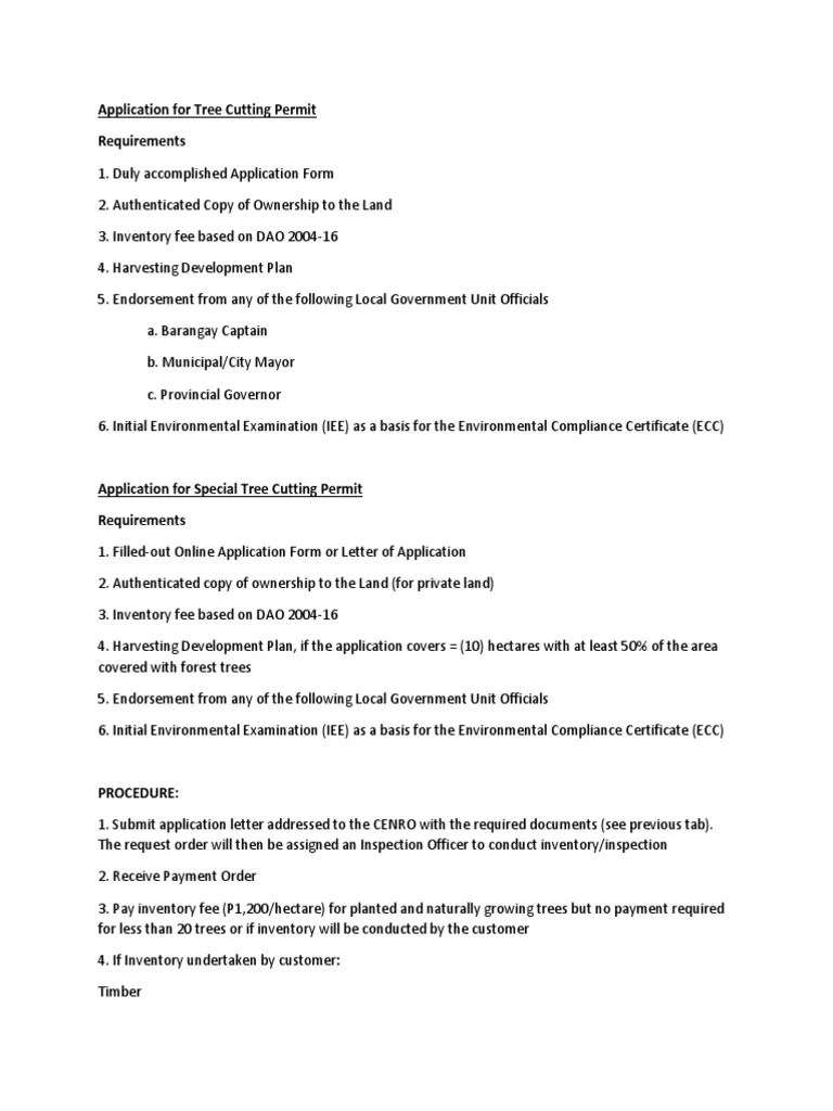 Application For Tree Cutting Permit PDF