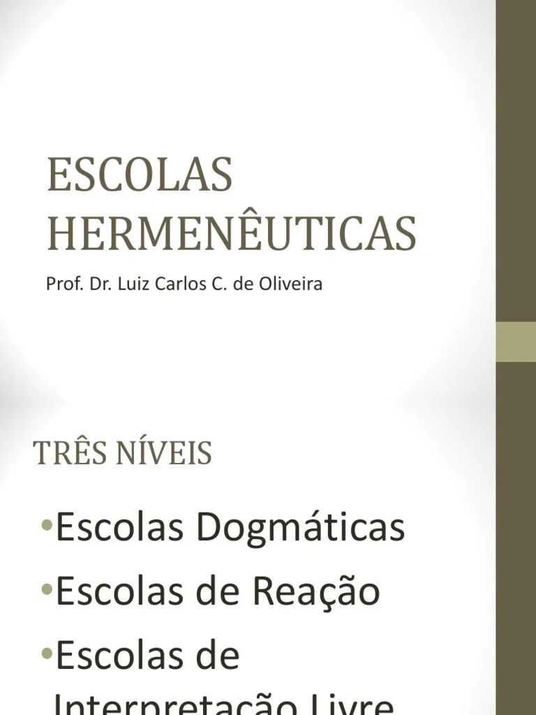 Escolas Hermeneuticas Interpretação Linguística Sociologia