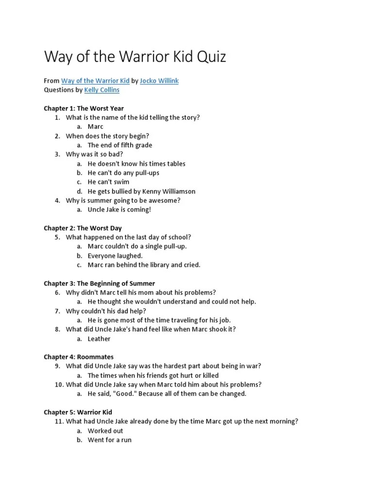 Way of The Warrior Kid Quiz Mixed Martial Arts Grappling