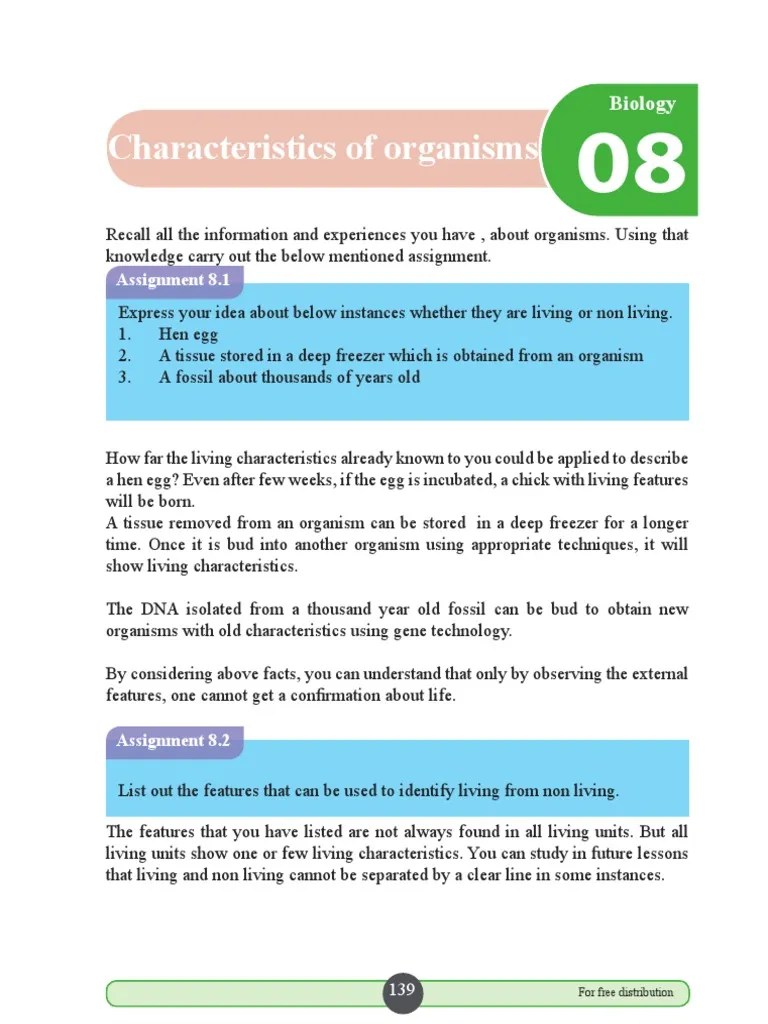 Characteristics of Organisms: Assignment 8.1 | PDF | Cell (Biology) | Virus