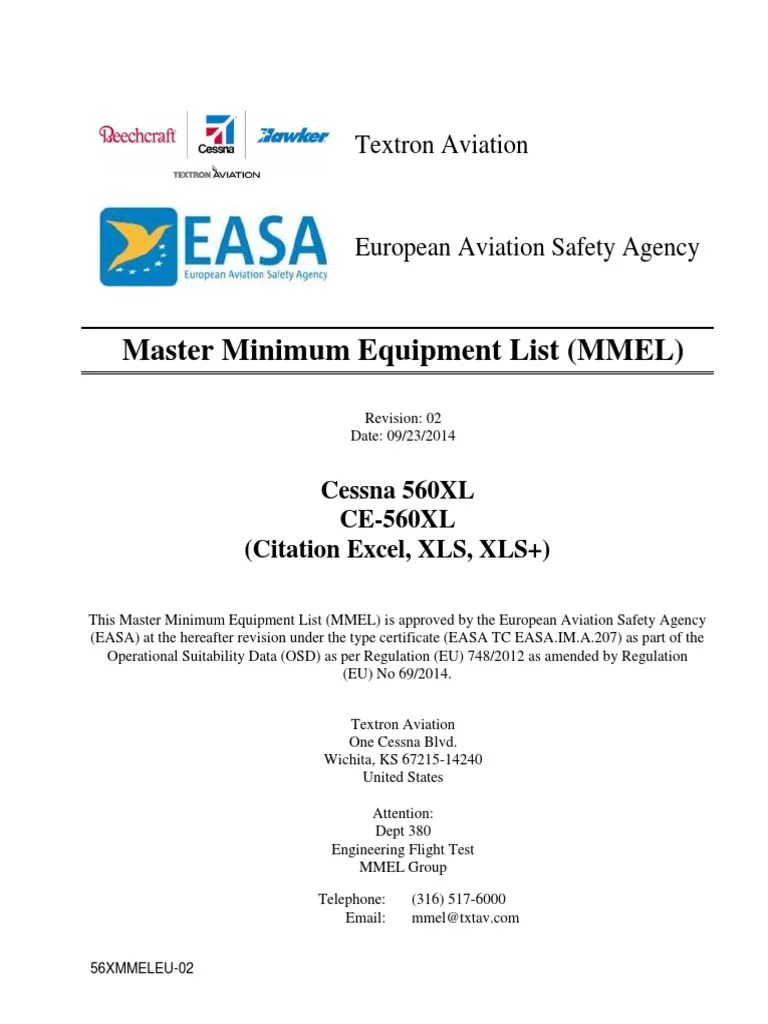 Master Minimum Equipment List (MMEL) Textron Aviation PDF