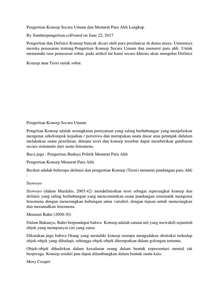 Pengertian Konsep Secara Umum Dan Menurut para Ahli Lengkap | PDF