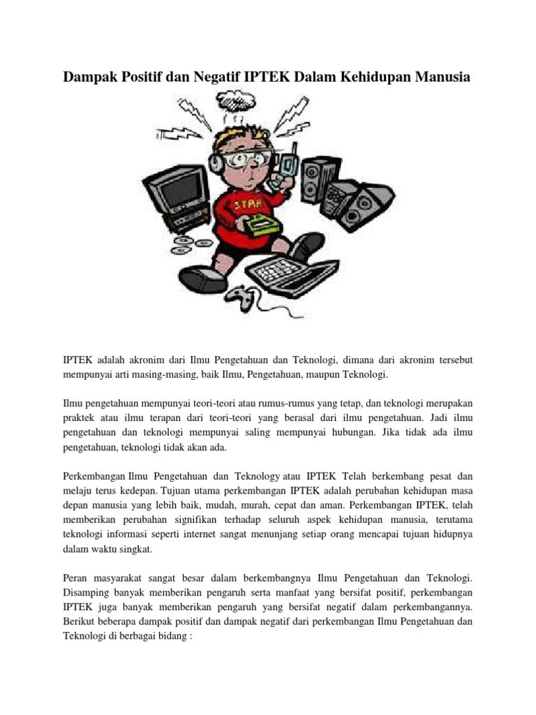 Dampak Positif Dan Negatif IPTEK Dalam Kehidupan Manusia | PDF