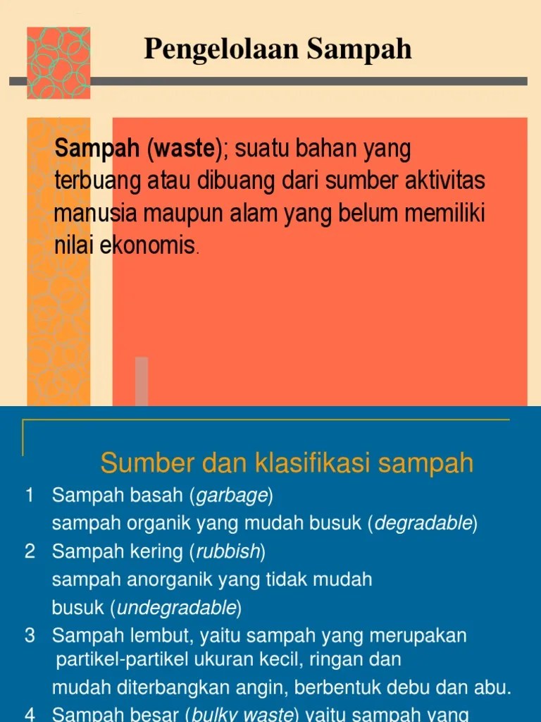 Materi Kuliah PENGELOLAAN SAMPAH. A.B | PDF