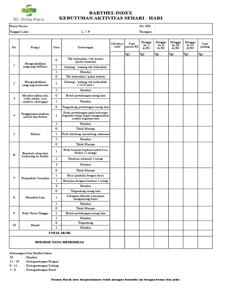 The 10-Item Modified Barthel Index Yola