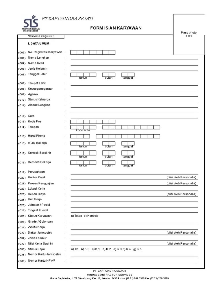 Formulir Daftar Isian Peserta Bpjs Kesehatan Format Excel