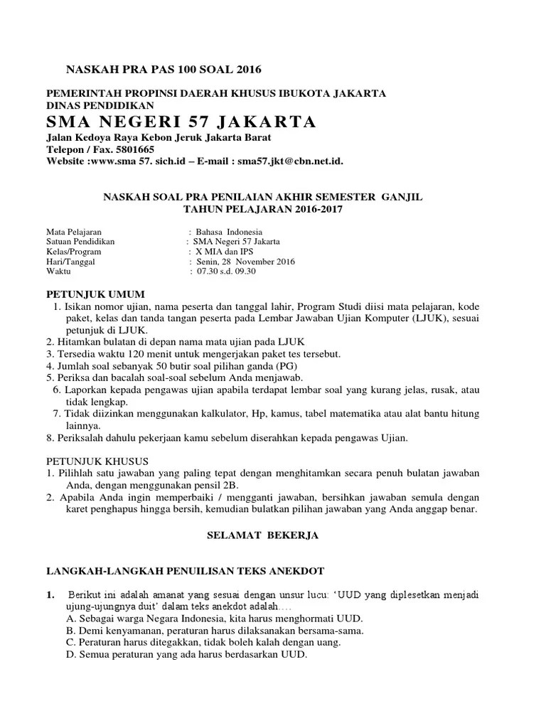 Naskah Pra Pas 100 Soal 2016 | PDF
