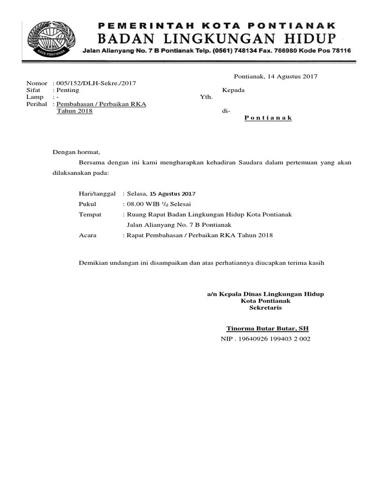 Surat Undangan Rapat Koordinasi | PDF