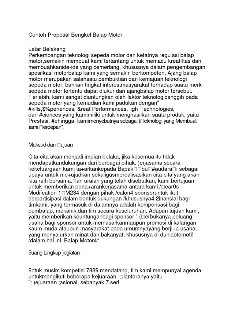 Contoh Proposal Usaha Bengkel Motor Pdf Cari Jawaban