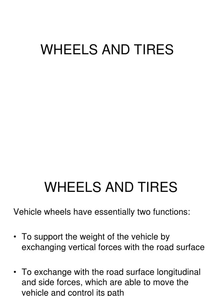 Presentation Wheels and Tires PDF Tire Suspension (Vehicle)