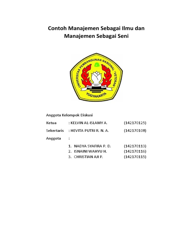 Contoh Manajemen Sebagai Ilmu Dan Manajemen Sebagai Seni | Pdf