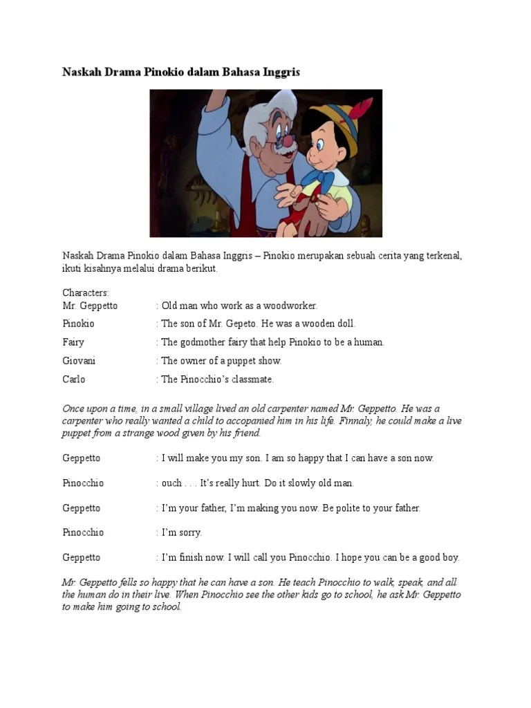 Naskah Drama Pinokio Dalam Bahasa Inggris | PDF