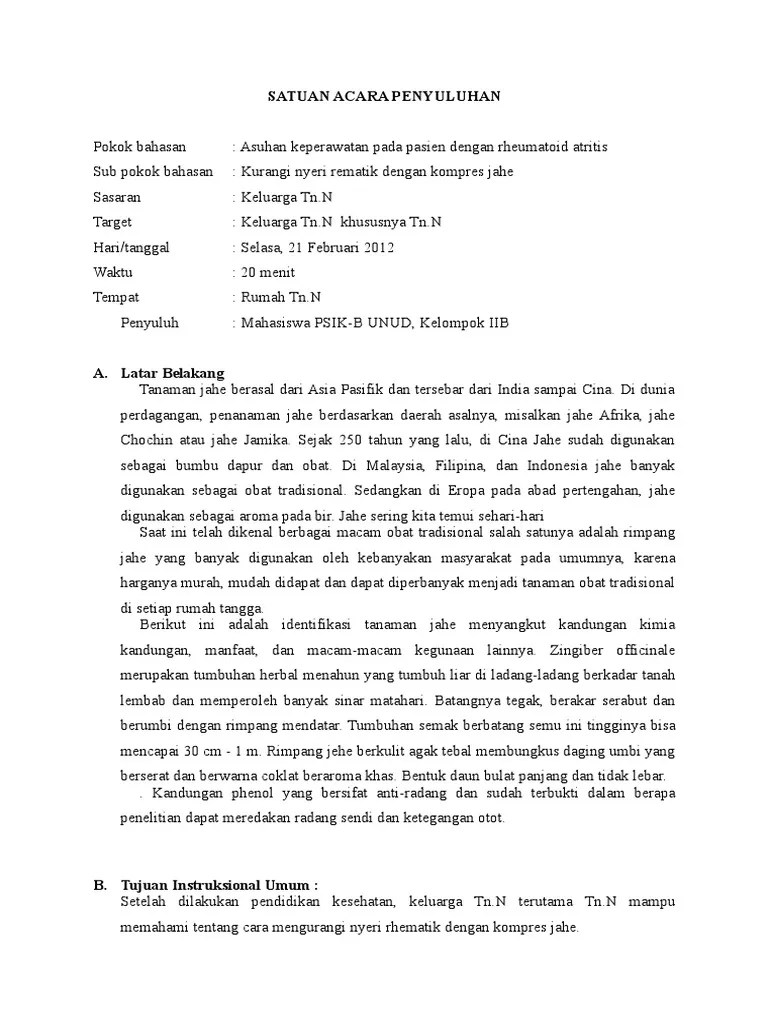 SAP Kompres Jahe | PDF