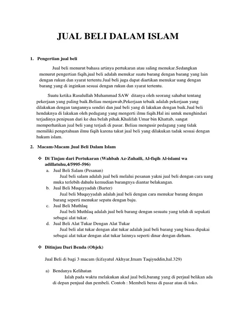 Rukun Dan Syarat Jual Beli Dalam Islam