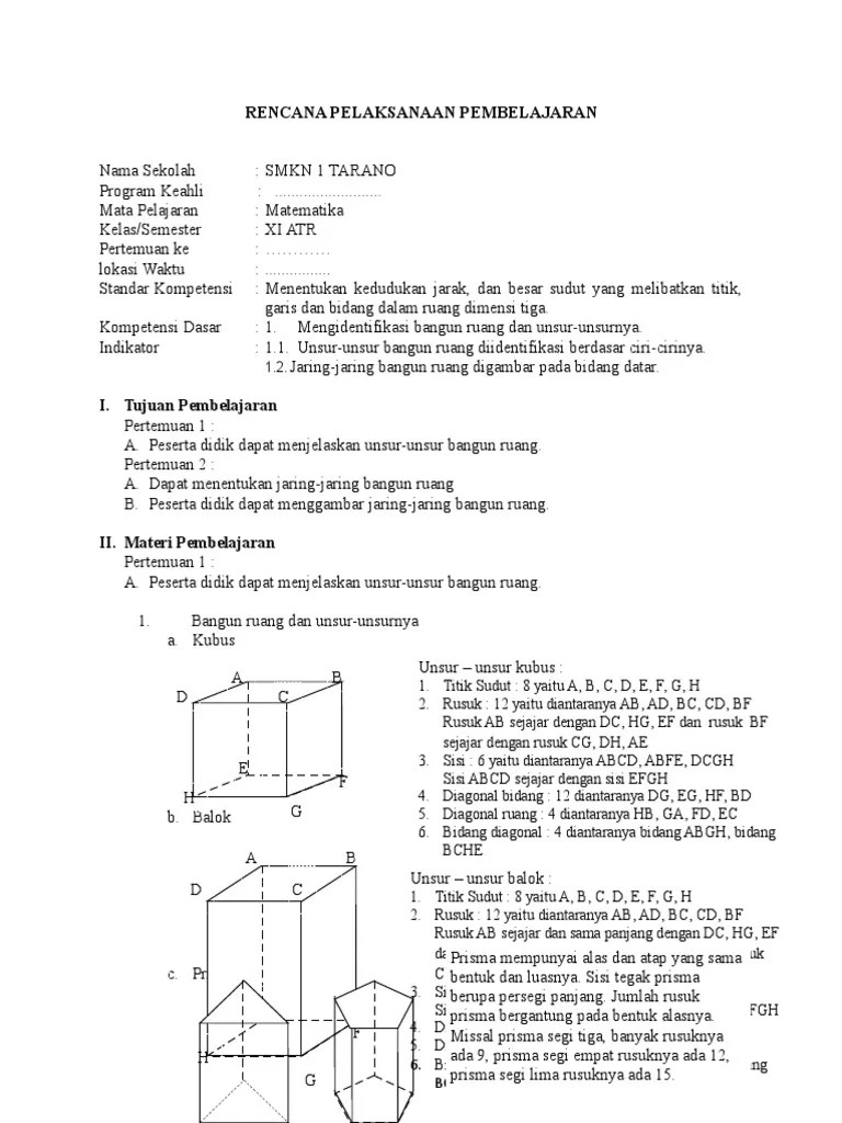 1 Mengidentifikasi Bangun Ruang Dan Unsur Unsurnya (Hilmi) | PDF