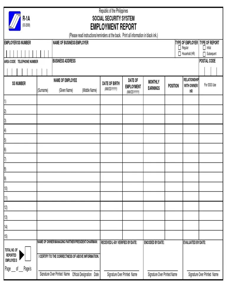 sss R1A FORM.pdf Sole Proprietorship Employment