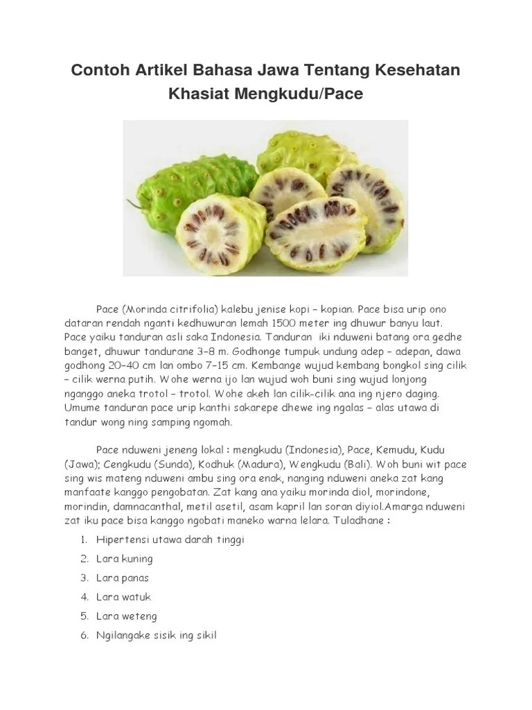 Contoh Artikel Bahasa Jawa Tentang Kesehatan | PDF