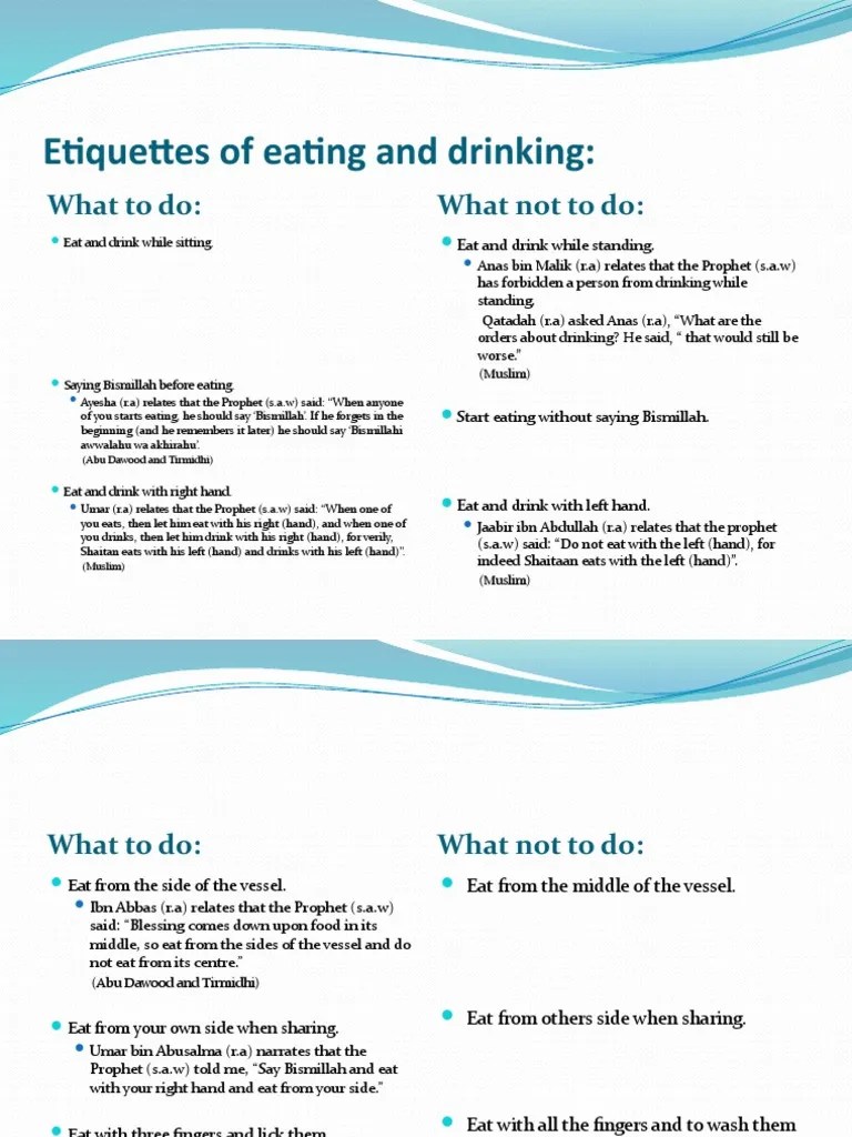 Manners of Eating and Drinking PDF Muhammad Abrahamic Religions