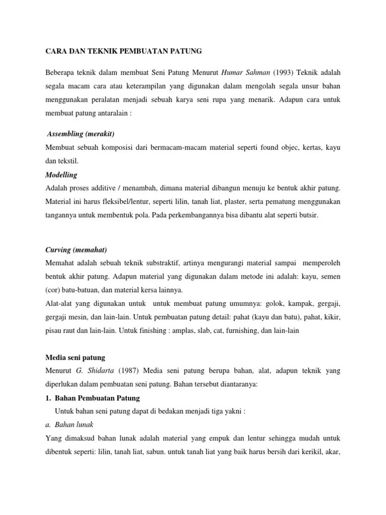 Cara Dan Teknik Pembuatan Patung | PDF