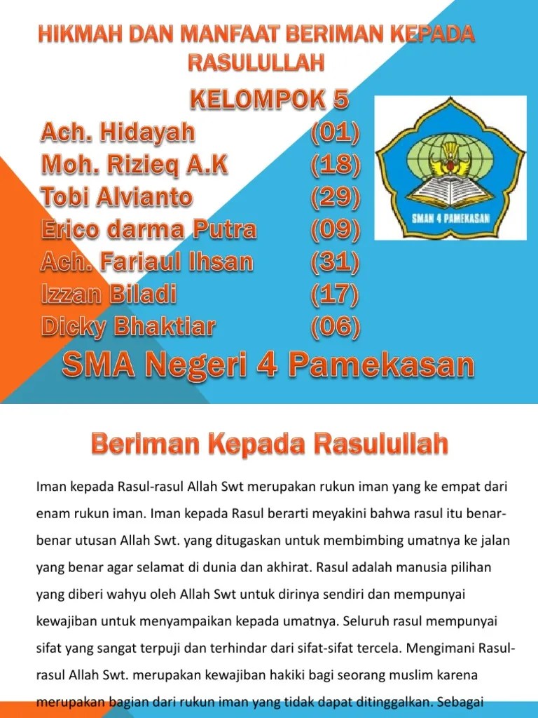 Hikmah Dan Manfaat Beriman Kepada Rasulullah | PDF