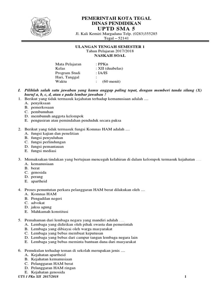UTS PKN XII Ganjil | PDF