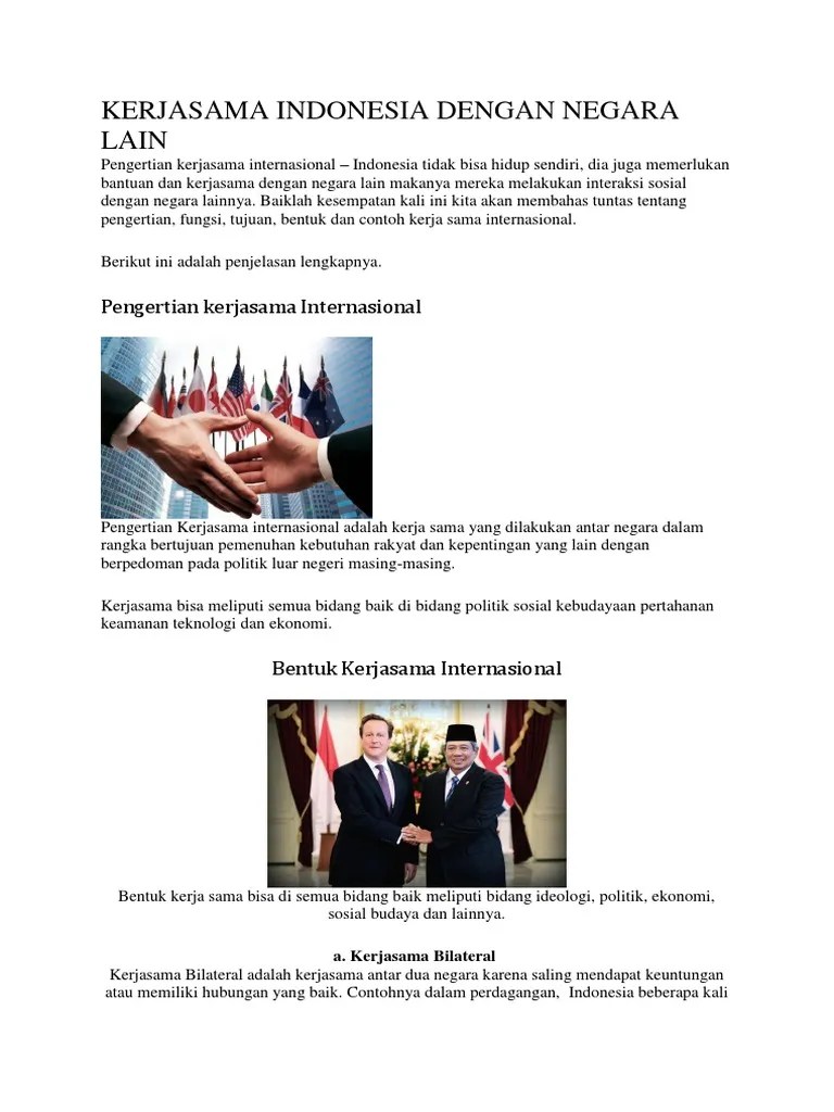 Kerjasama Indonesia Dengan Negara Lain | PDF