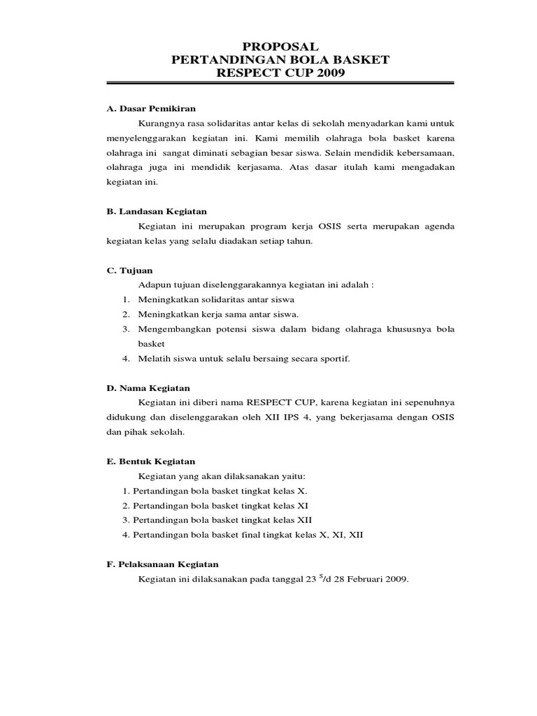 Proposal Pert An Ding An Bola Basket | Pdf
