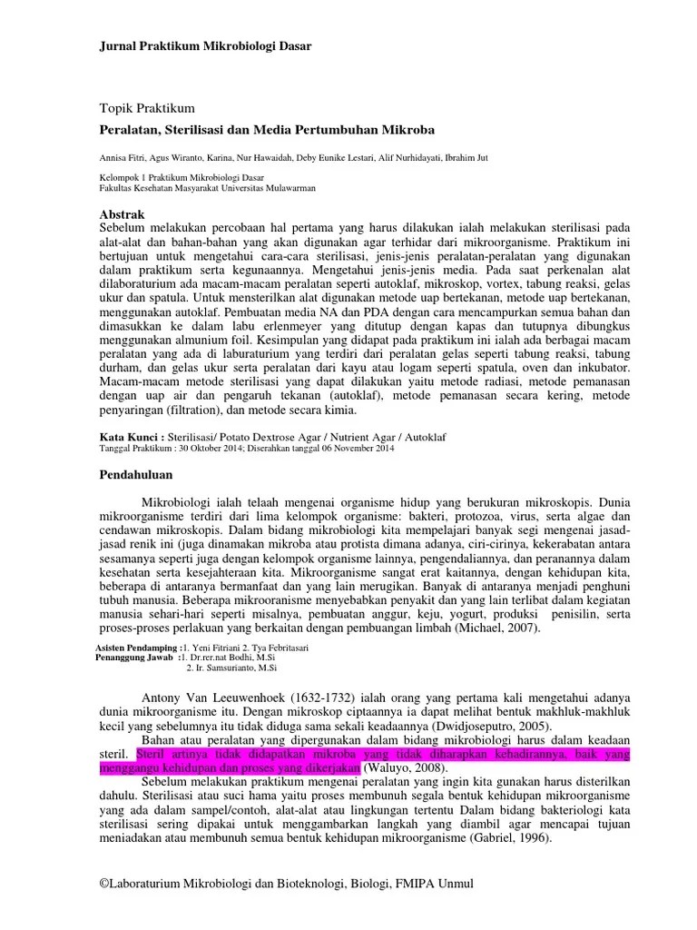 JURNAL STERILISASI ALAT MIKROBIOLOGI EPUB DOWNLOAD