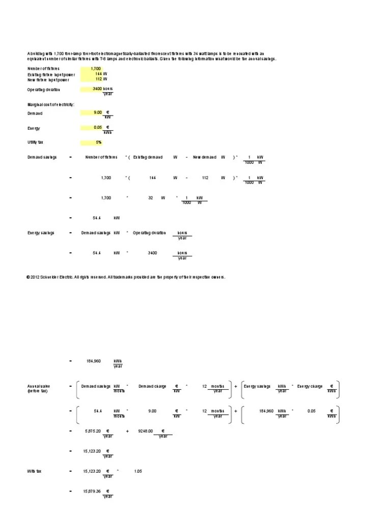Examples Kilowatt Hour Watt