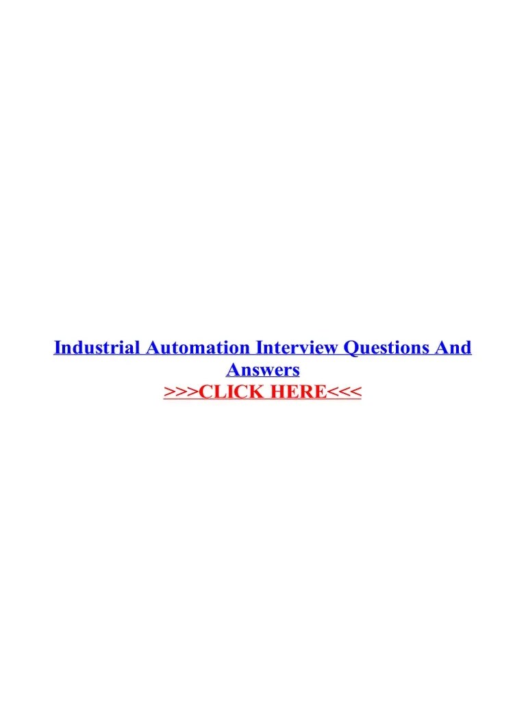 Industrial Automation Interview Questions and Answers PDF