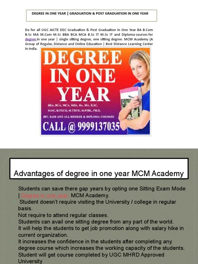 Degree in One Year PDF