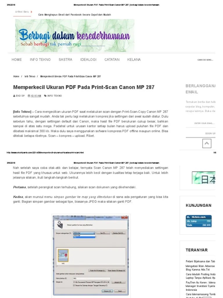 Memperkecil Ukuran PDF Pada PrintScan Canon MP 287