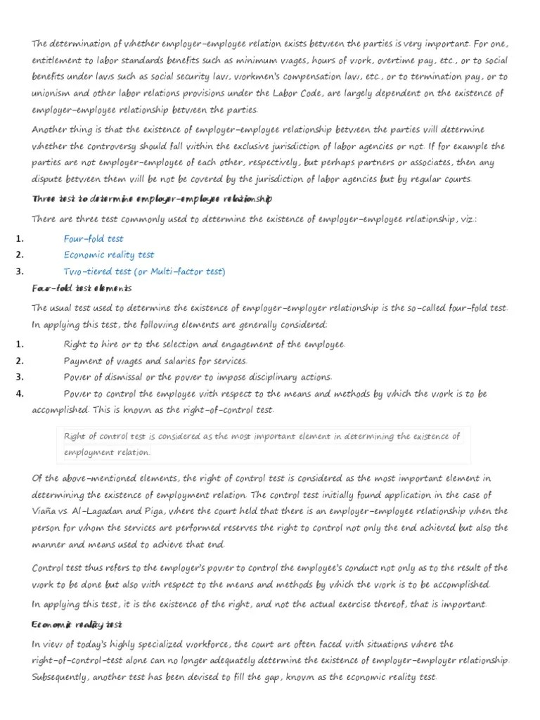 FourFold Test Economic Reality Test TwoTiered Test (Or MultiFactor