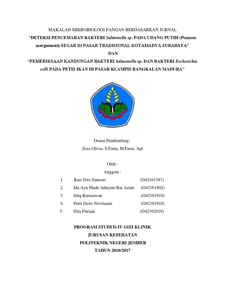 Makalah Mikrobiologi Pangan Berdasarkan Jurnal Fixx