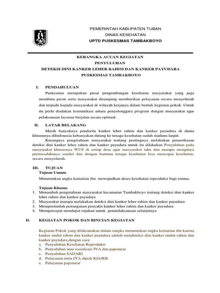 Kerangka Acuan Sosialisasi Iva, Papsmear | PDF