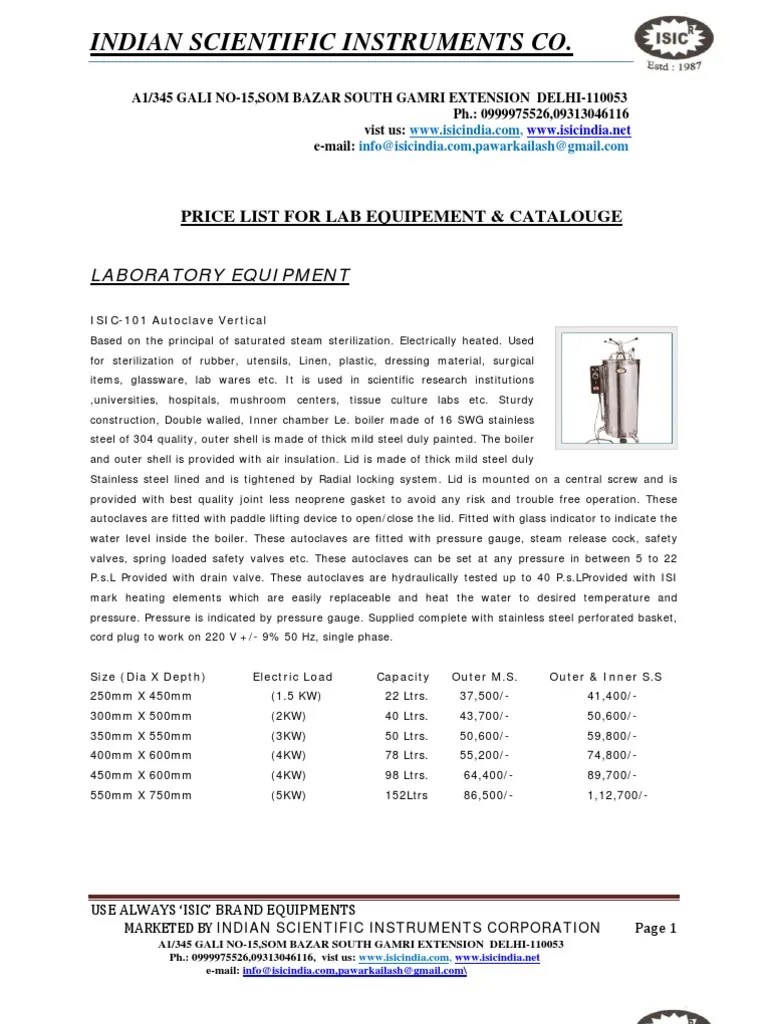 Price List for Lab Equipment Materials Mechanical Engineering
