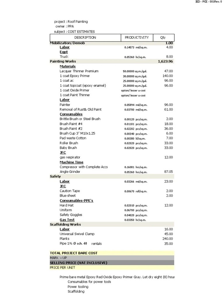 Painting Estimate Paint Building Engineering