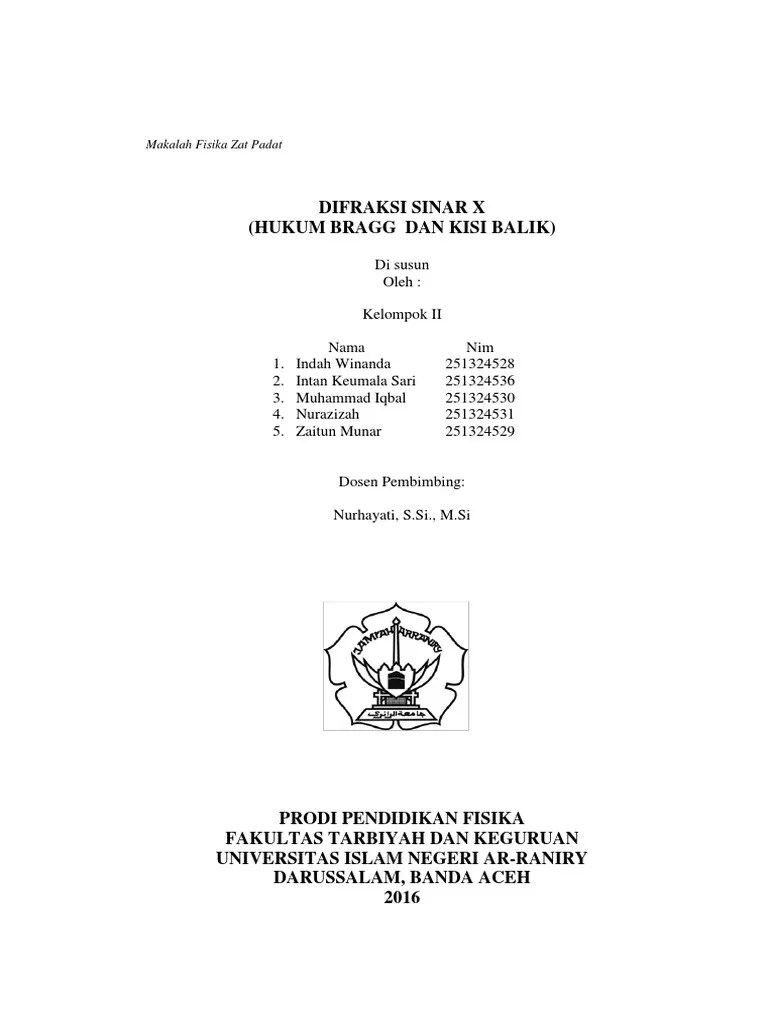 Difraksi Sinar X Hukum Bragg Dan Kisi Ba PDF