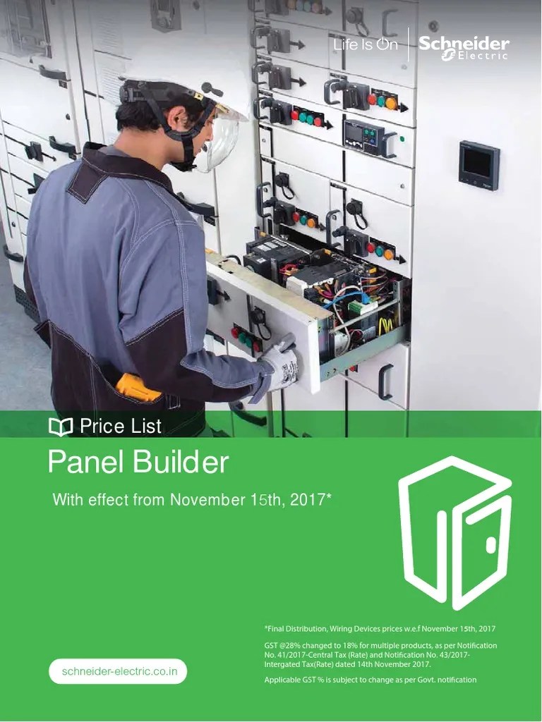 Schneider Electrical Panel Builder Nov 17 Price List PDF Relay Switch
