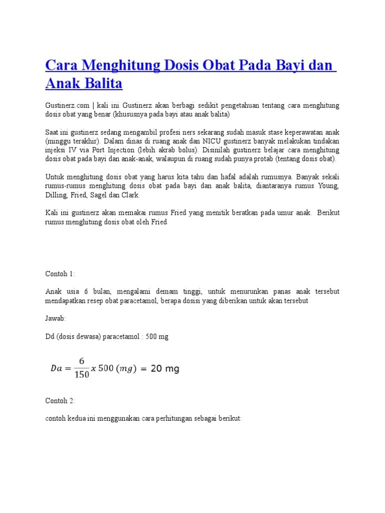 Contoh Soal Perhitungan Dosis Obat Pdf - Soal Kelasmu