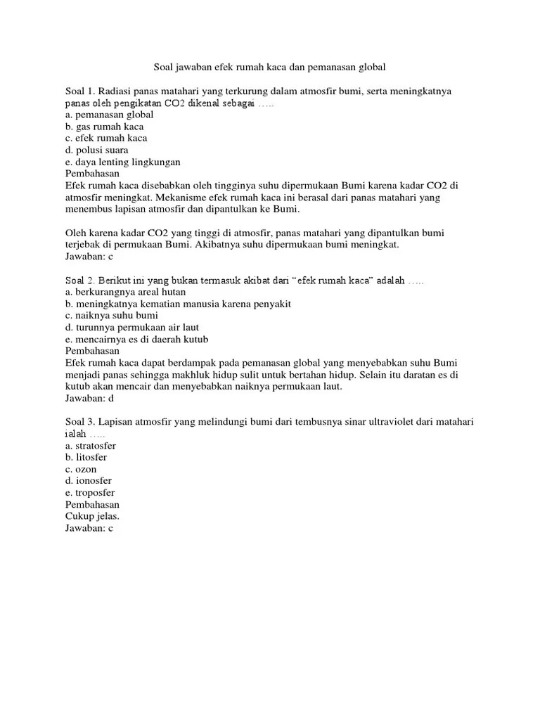 Soal Tentang Pemanasan Golobal Beserta Jawaban