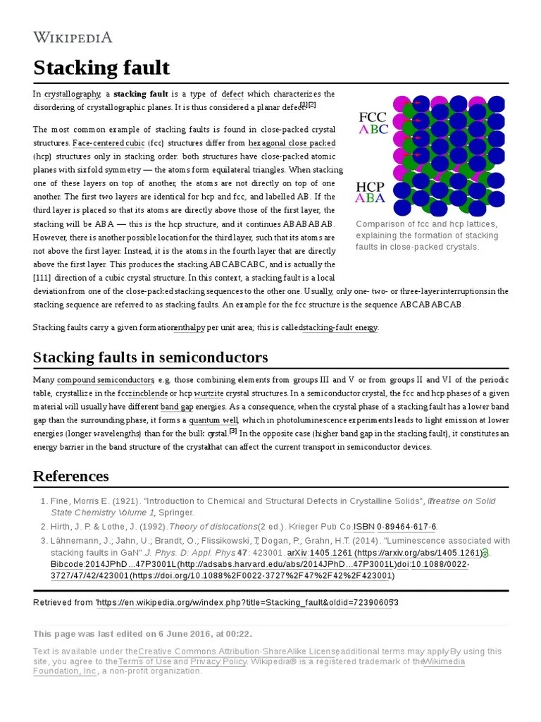 Stacking Fault Stacking Faults in Semiconductors PDF Biophysics