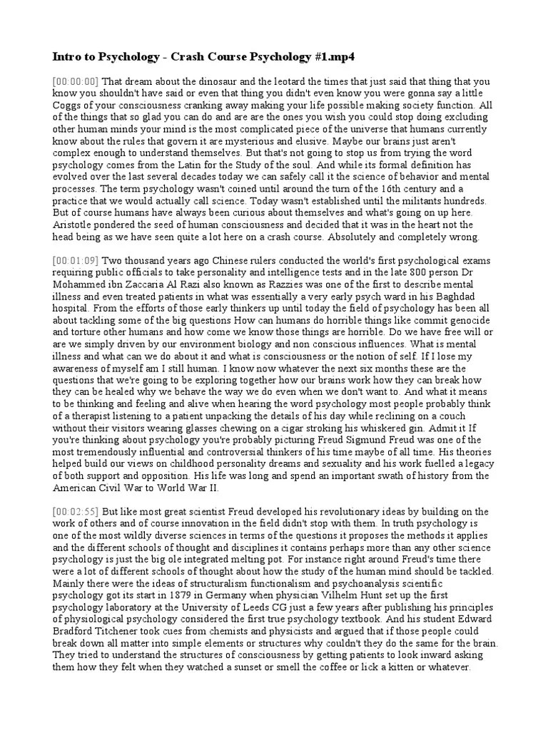 Intro to Psychology Crash Course Psychology 1 Sigmund Freud