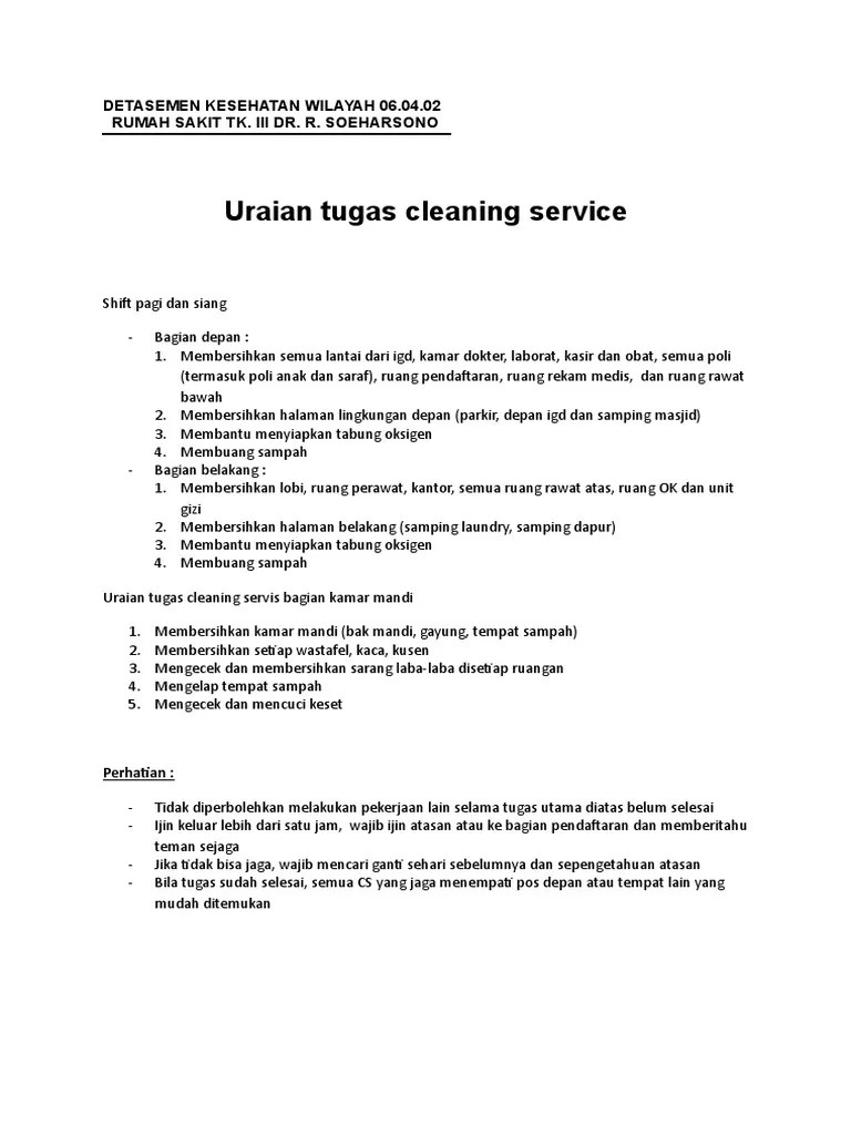 Uraian Tugas Cleaning Service