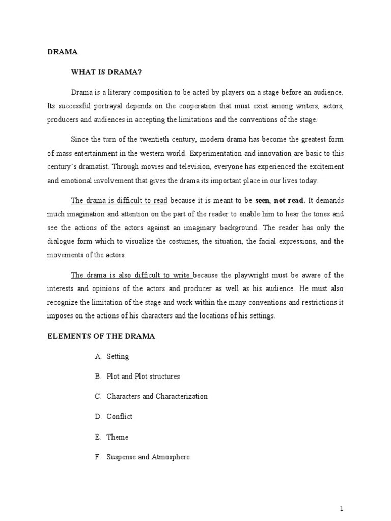 Elements of Drama/ One Act Play Tragedy Plot (Narrative)