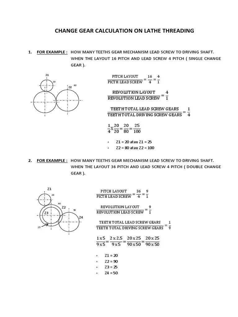 Change Gear Calculation On Lathe Threading PDF