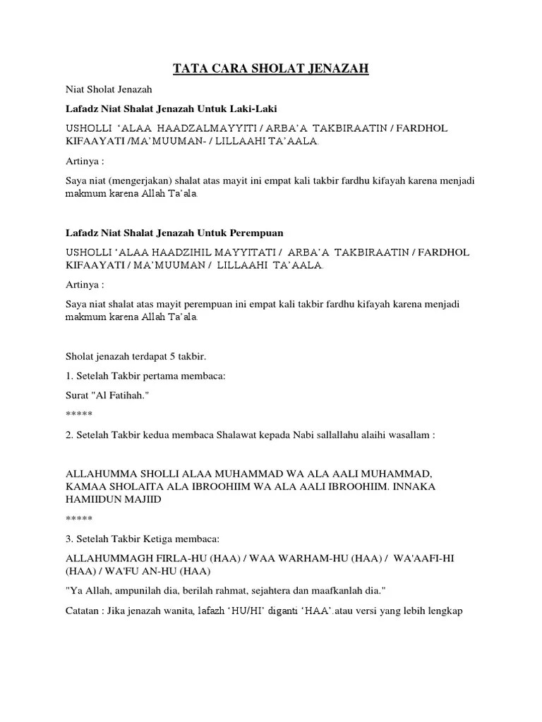 Tata Cara Sholat Jenazah | PDF